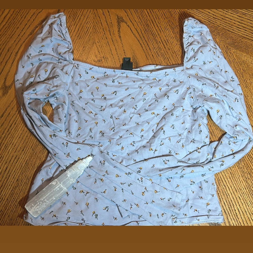 Wild Fable Floral Long Sleeve Top - Light Blue